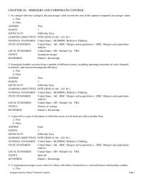 Finance Chapter 26 the post-merger value exceeds the sum