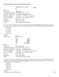 Finance Chapter 29 A new investment opportunity for you is an annuity