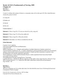 Nursing Chapter 23 Global Rationale Cognitive Level Applying Client Need