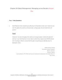 Management Chapter 4 Becoming a world citizen includes being global