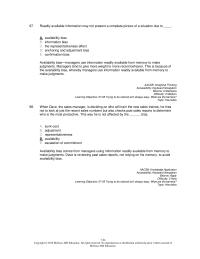 Management Chapter 7 Readily Available Information May Not Present