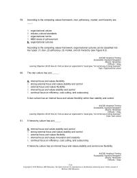 Management Chapter 8 According The Competing Values Framework Clan