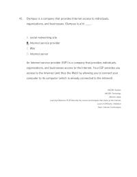 Management Module B Olympus Company That Provides Internet Access