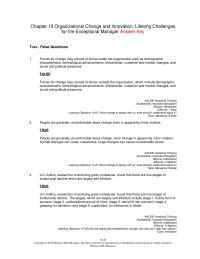 Management Chapter 10 What Are Three Types Change And How