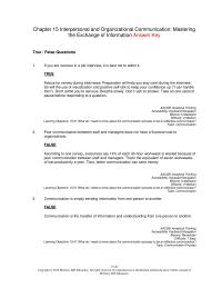 Management Chapter 15 If you are nervous in a job interview