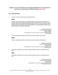 Management Chapter 16 These Are Business Processes Such Quality Employee