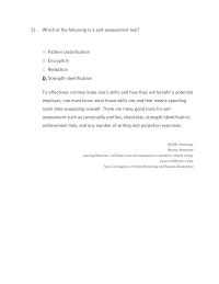 Management Module I Which The Following Self assessment Tool Pattern