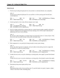 Marketing Chapter 20 The first step in setting the right price for a new