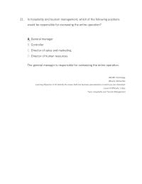 Management Module K Hospitality And Tourism Management Which The