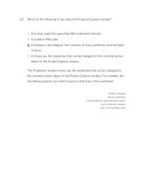 Management Module M Which The Following Vba Windows Will
