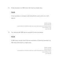 Management Module M An Vba Macro That Returns