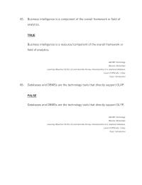 Management Chapter 3 Data Warehouses Always Use Two dimensional Tables