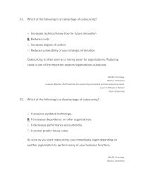 Management Chapter 6 Which The Following Advantage Outsourcing Increases