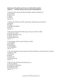 Marketing Chapter 6 The factor that exerts the broadest and deepest
