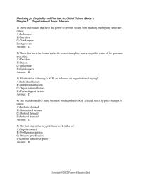 Marketing Chapter 7 Those individuals that have the power to prevent
