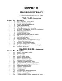 Accounting Chapter 15 Assume common stock is the only class of stock