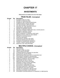 Accounting Chapter 17 Investments in debt securities should be recorded