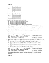 Economics Chapter 2 The table outlines the production possibilities of Robinson Crusoe