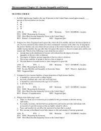 Economics Chapter 15 Which of the following would cause the poverty threshold income