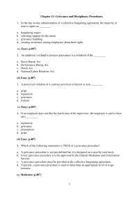Management Chapter 11 Employers Refusal Process Grievances Violation The