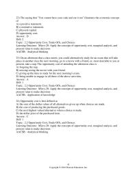 Economics Chapter 2 Opportunity Cost Tradeoffs And