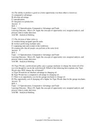 Economics Chapter 2 Division of labor increases the output of society by