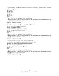 Economics Chapter 24 Given the demand and cost schedules
