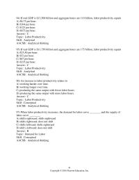 Economics Chapter 6 Topic Labor Productivity Changes Capital Stock skill