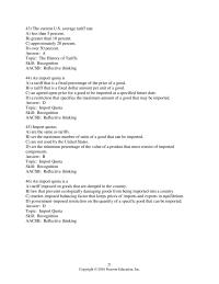 Economics Chapter 15 An import quota specifies the