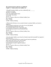 Business Law Chapter 12 Theories Recovery Product Liability Cases diff