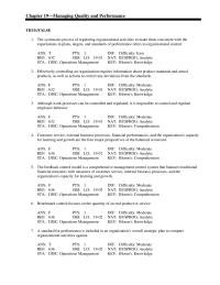Management Chapter 19 Benchmark control focuses on the quantity of an end product&nbsp;