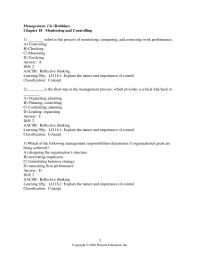 Management Chapter 18 The value of the control function can be seen in three