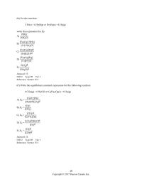 Chemistry Chapter 15 The reaction proceeds to the right