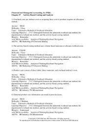 Accounting Chapter 17 The Cost Object Of The Plantwide Overhead Rate Method Is