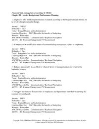 Accounting Chapter 20 Budgets are long-term financial plans that generally