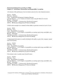 Accounting Chapter 22 A department can never be considered to be a profit center