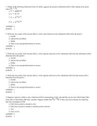 Economics Chapter 3 Which The Following Functional Forms For Utility
