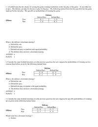 Economics Chapter 5 Consider the same football setting as in the previous