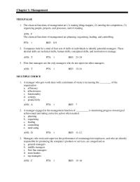 Management Chapter 1 Which The Following Statements