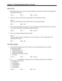 Management Chapter 11 Which of the following is an example of a subjective