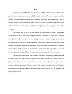 o*NET Analysis