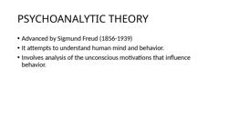 Key Concepts Of Psychoanalytic Theory Human Behavior