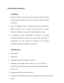 Counselling And Skills