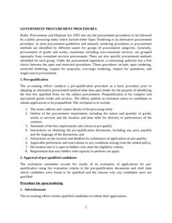 Government Procurement Procedures