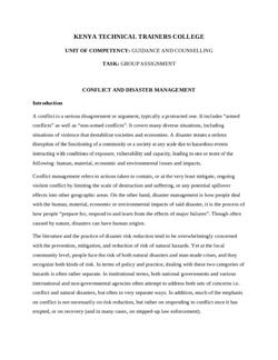 CONFLICT AND DISASTER MANAGEMENT
