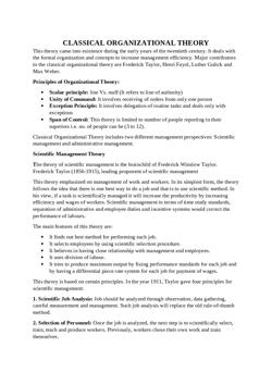 Classical Organizational Theory