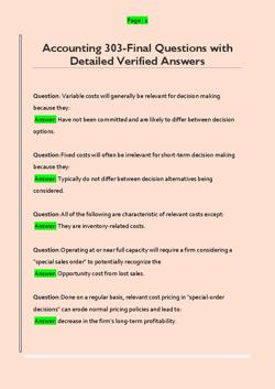 Accounting 303 Final Questions With Detailed Verified