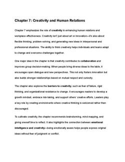 In Conclusion Chapter 7 Reminds Us That Creativity Is