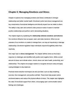 In Summary Chapter 6 Teaches That By Managing Emotions