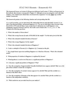 Stat 3615 Biostats Homework 10 This Homework Focuses